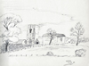 Pencil study, East window, Kirkham Abbey, Yorkshire, UK.